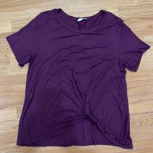 FRENCH PASTRY Knotted Tee - 2X (Eggplant)